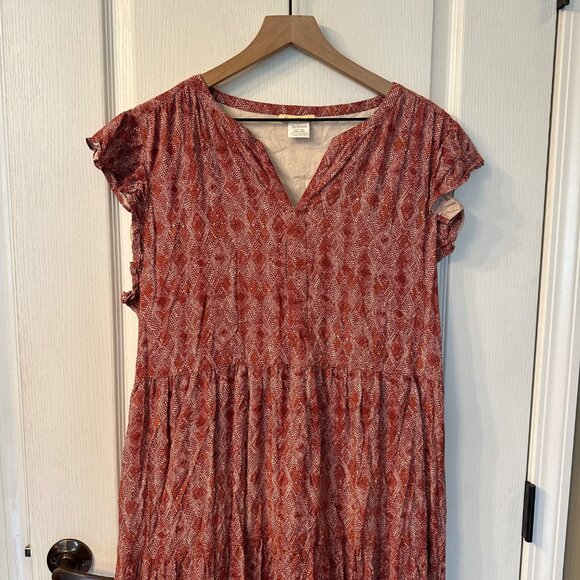 Sweet Magnolia | XXL Short Sleeve Tiered Maxi Dress Viscose Lined Boho Peasant - Picture 3 of 12